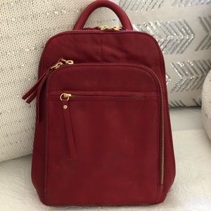 Osgood Marley red leather backpack